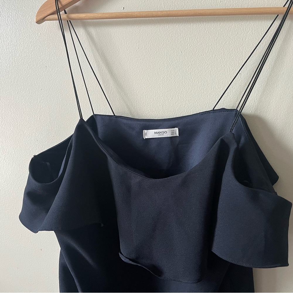 Mango Blue Asymmetrical Cold Shoulder Cocktaildress